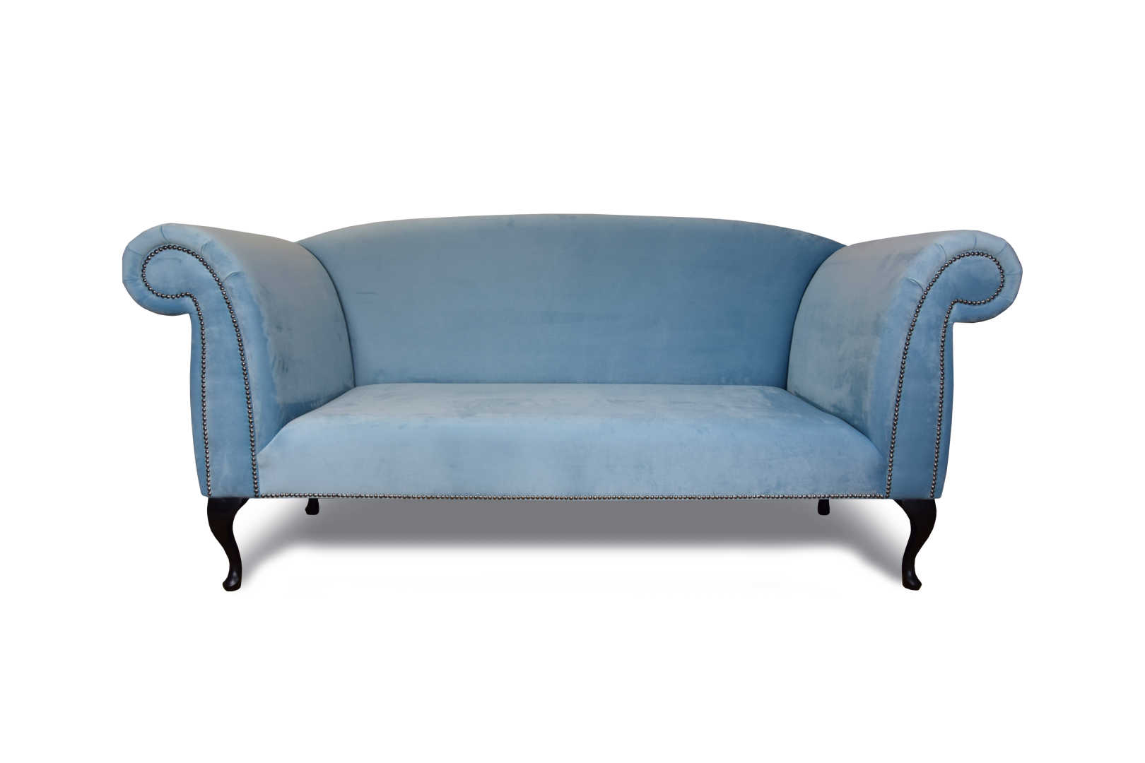 Sofa Chaiselongue Glattes Blau Mit Dekorativen Nageln